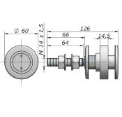 Vis articulée Lg 126mm - DV - Tete dépassante D60 - intercalaire 15mm