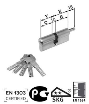 Cylindre de porte AGB 5000 PS - Clé-Axe 18mm