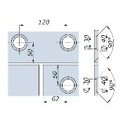 PUNCTO - Pièce de liaison avec 3 points fixes VEA pour verre trempé - Tete fraisée - Fixation Verre/Verre/Verre