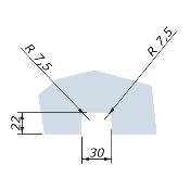 Clame 50x40mm demi-lune pour verre fixe