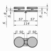 Charnière Rondo double - Fixation Verre/Verre- D50mm