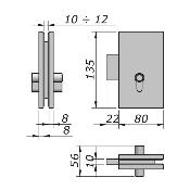 Serrure 80x135mm sans poignée et avec pêne rectangulaire