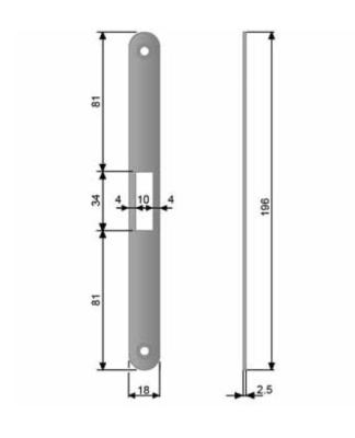 Plaque de gâche - 18x196x2,5mm - Pour serrure MEDIANA EVOLUTION