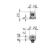 Petit support mural D20 pour étagère en verre 8-10mm