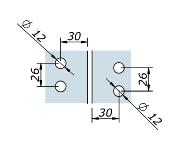 Charnière Quadrat double - Fixation Verre/Verre- 50x50mm