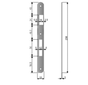 Plaque de gâche - 22x238x3mm Rebated - Pour serrure OPERA HOTEL SL