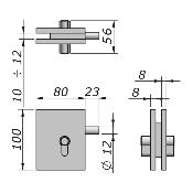 Serrure verticale 80x100mm avec pêne cylindrique D12mm