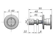 Vis articulée Lg 95mm - SV - Tete dépassante D60mm - Fixation avant