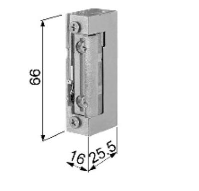 Gâche électrique AGB symétrique 2101 12V-24V Lg 66mm x 16mm - Pour serrure mécanique