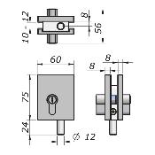 Petite serrure 60x75mm avec trou pour cylindre