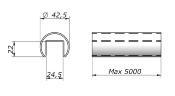 Main courante D42,5mm pour garde-corps - 2500mm