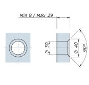 Vis articulée Lg 103mm - SV - Tete fraisée + flasque D40mm