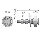 Vis articulée Lg 118mm - DV - Tete fraisée - intercalaire 15mm