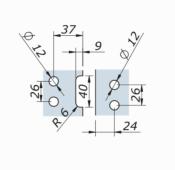 Charnière Rondo double inversée- Fixation Verre/Verre- D50mm