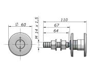 Vis articulée Lg 110mm - SV - Tete dépassante D60mm - Fixation avant