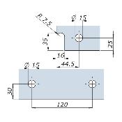 Penture de liaison supérieure à 3 directions pour porte en verre