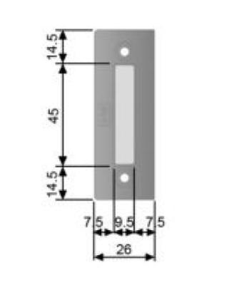 Plaque de gâche à angles droits - 26x74x1,5mm - Pour AGB MEDIANA / CENTRO LATCH