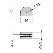 Clame 50x40mm demi-lune pour verre fixe