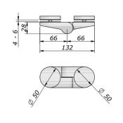 Charnière Rondo R double - Fixation Verre/Verre - D50mm