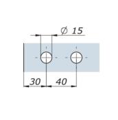 Charnière drapeau rectangulaire double 2x 85x30