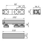 Charnière Boxy double - Fixation Verre/Verre- 110x25