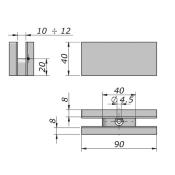 Clame 90x40mm pour verre fixe