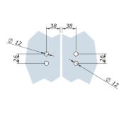 Charnière Rondo R double - Fixation Verre/Verre - D50mm