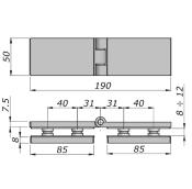 Charnière drapeau rectangulaire double 2x 85x50