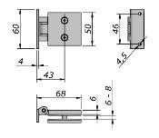 Charnière Quadrat simple - Fixation murale - 50x50mm