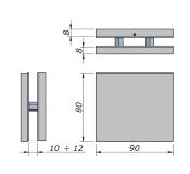 Clame centrale 90x80mm pour verre fixe