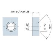 Insert fixe D40mm - SV - Tete fraisée D40mm