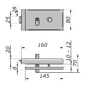 Serrure à ressort 80x160mm avec réservation pour béquille et cylindre