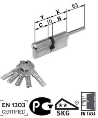 Cylindre de porte AGB 5000 PS - Clé-Axe 63mm