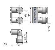 Charnière verticale avec points fixes VEA - Tetes fraisées- Pousser G/D