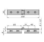 Charnière drapeau rectangulaire double 2x 85x30