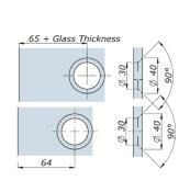 PUNCTO - Point fixe VEA d'angle pour verre trempé - Tete fraisée - Fixation Verre/Verre