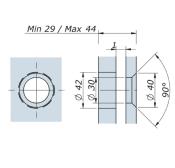 Vis articulée Lg 118mm - DV - Tete fraisée - intercalaire 12mm