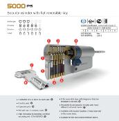 Demi-cylindre de porte AGB 5000 PS - Clé - 8 positions