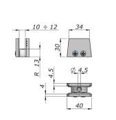 Clame 40x30mm pour verre fixe