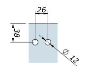 Charnière Quadrat simple - Fixation murale - 50x50mm