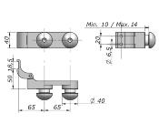 Charnière horizontale avec points fixes VEA - Tetes sphériques - Pousser G/D