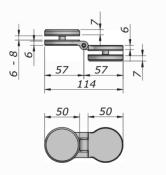 Charnière Rondo double inversée- Fixation Verre/Verre- D50mm