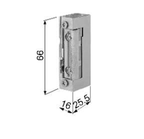 Gâche électrique AGB symétrique 2002 12V-24V Lg 66mm x 16mm - Pour serrure mécanique