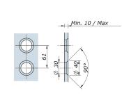 Charnière verticale avec points fixes VEA - Tetes fraisées- Pousser G/D