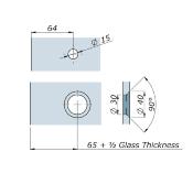 PUNCTO - Point fixe VEA double central pour verre trempé - Tete fraisée - Fixation Verre/Verre/Verre