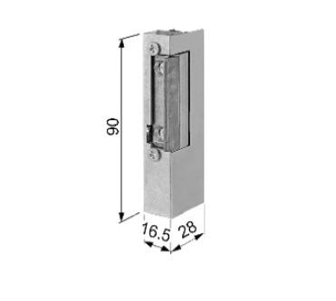 Gâche électrique AGB asymétrique 12V Lg 90mm x 16,5mm - Pour serrure mécanique