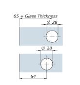 PUNCTO - Point fixe VEA d'angle pour verre trempé - Tete dépassante - Fixation Verre/Verre