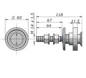 Vis articulée Lg 118mm - DV - Tete fraisée - intercalaire 12mm