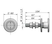 Vis articulée Lg 104mm - SV - Tete dépassante D60mm