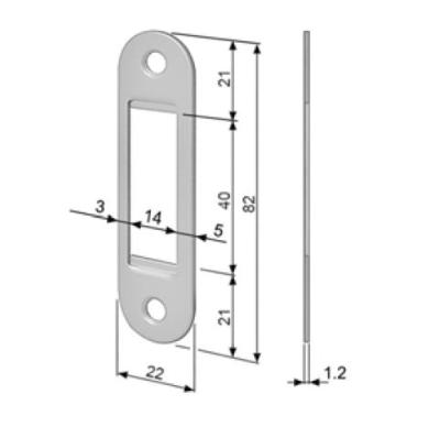 Plaque de gâche - 22x82x1,2mm - Pour AGB EASY-FIX ajustable